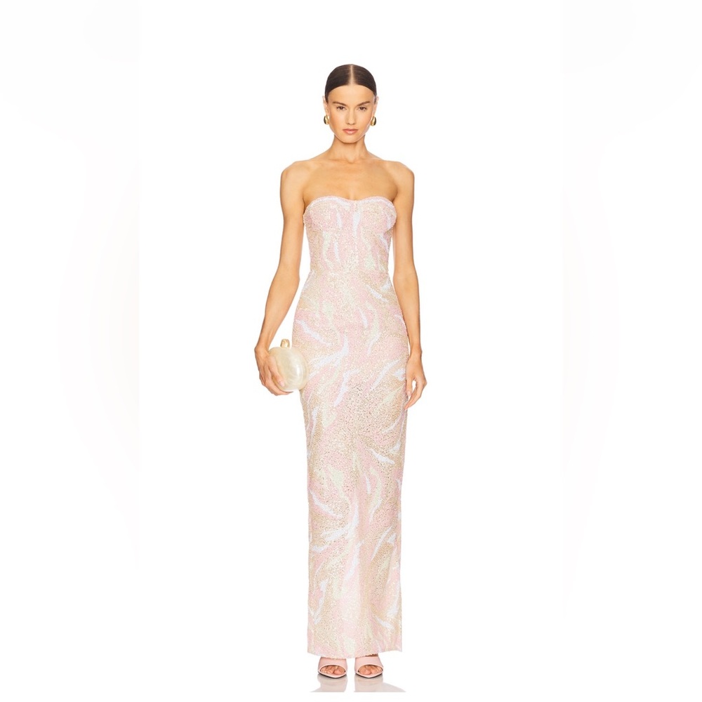Bronx and Banco Dahlia strapless maxi sequin dress in blush multi